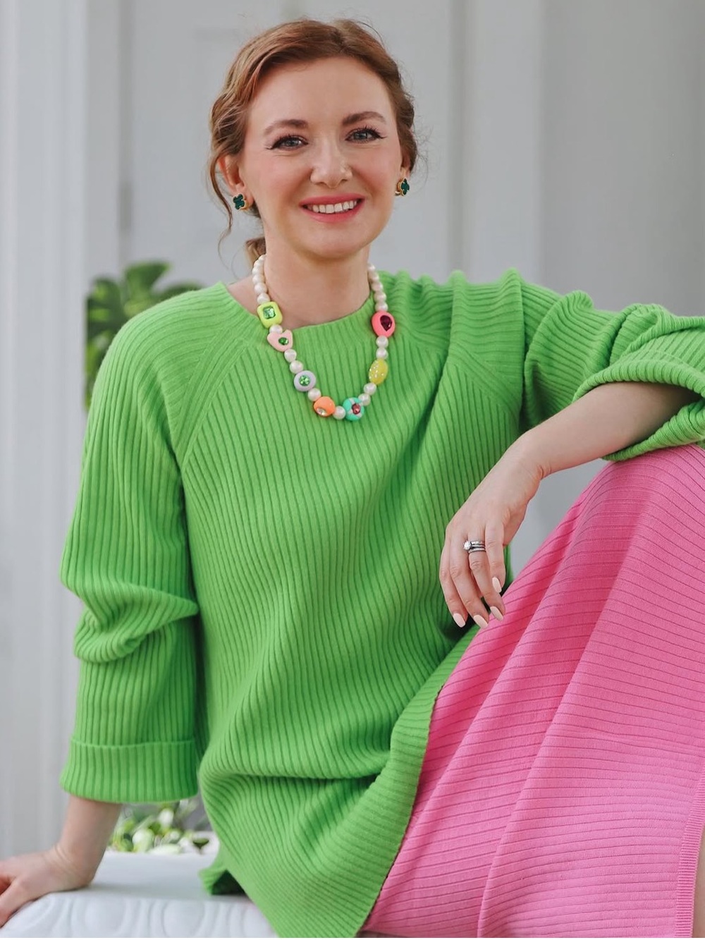 NAP Apple Green 100% Cashmere Ribbed Sweater Size M